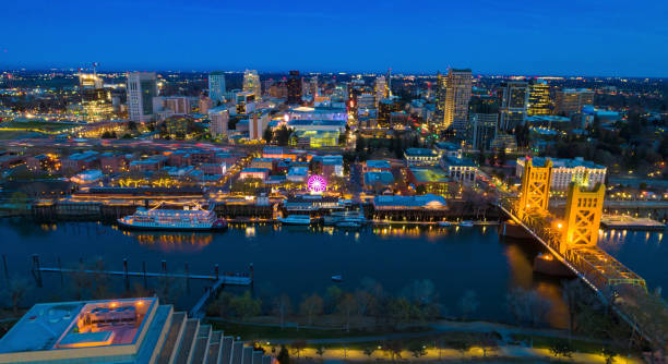 Sacramento skyline aerial view